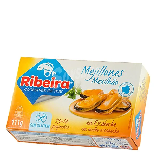Conserva de Mejillones en Escabeche 13/18 Sin Gluten 111 Gr Ribeira