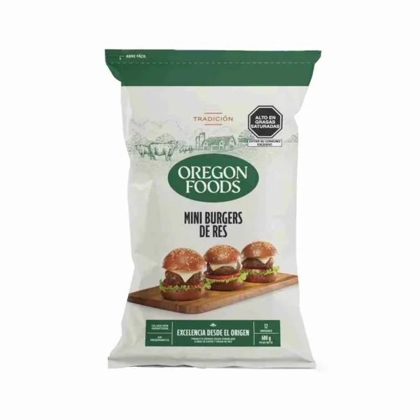 Mini Burgers de Res Bls X12 Unid 600 Gr Oregon Foods