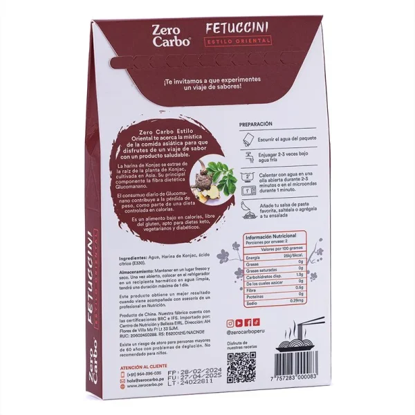 Fetuccini Estilo Oriental 270 Gr Zero Carbo