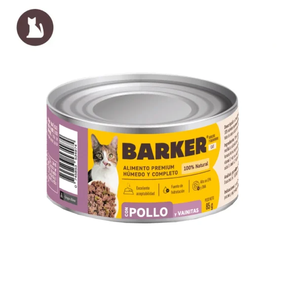 Lata Gatos Pollo y Vainitas 85 Gr Barker