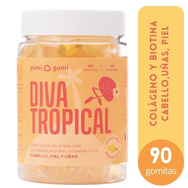 Diva Tropical: Colágeno, Biotina Sabor a Piña X50 Gomas Yumigumi