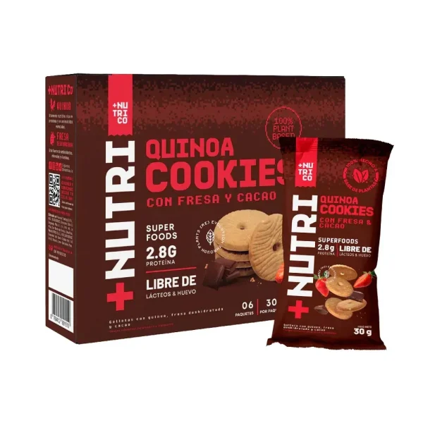 Quinoa Cookies Sabor Fresa y Cacao X12 Unid 30 Gr Nutrico