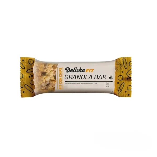 Granola Bar Choco Chips y Miel Barra Proteica 60 Gr Delisha